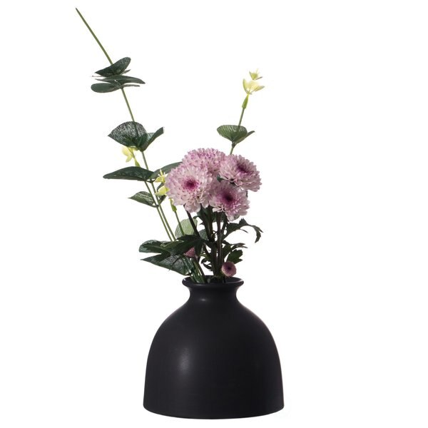 Modern Inkwelll Bottle Shaped Ceramic Table Vase Flower Holder, Black 4 Inch